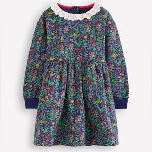 Boden Broderie Sweatshirt Dress Floral with Collar New 10-11 years